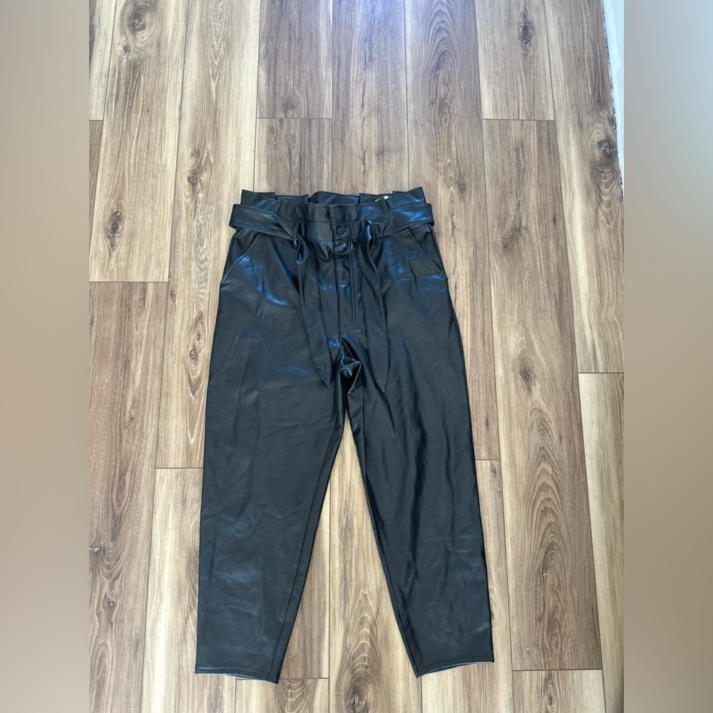 Abercrombie & Fitch womens paper bag black pleather pants size XL regular NWT